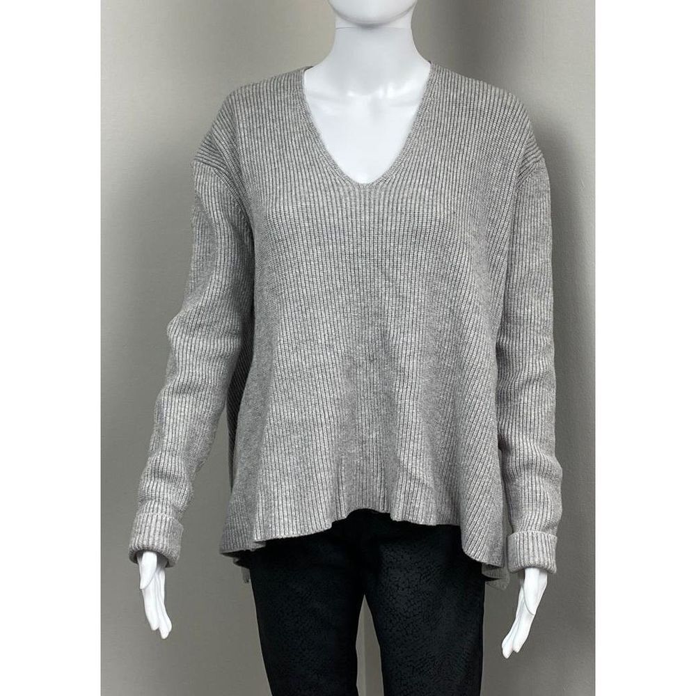 Current Air Open-back Waffle Knit Vneck Sweater Womens Medium Gray BS0561